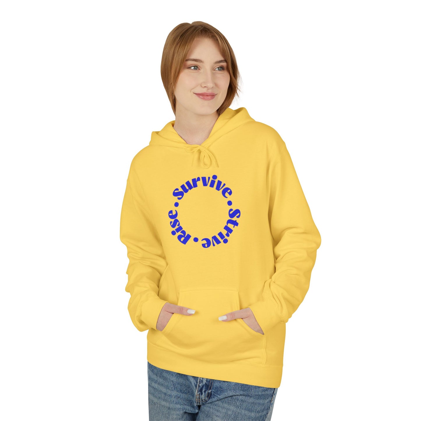 Survive, Shine, Rise Hoodie | Motivational Unisex Fleece Sweatshirt for Daily Inspiration, Gift for Friends, Cozy Loungewear