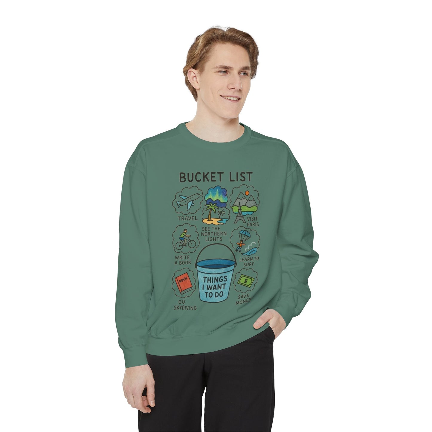 Bucket List Sweatshirt | Travel Goals, Adventure, Gift for Dreamers, Cozy Fashion, Unisex Sweatshirt