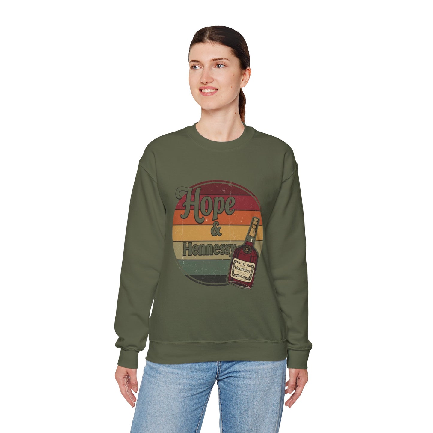 Hope & Hennessy Crewneck Sweatshirt, Unisex Sweatshirt, Vintage Style Apparel, Comfortable Casual Wear, Gift Idea for Friends