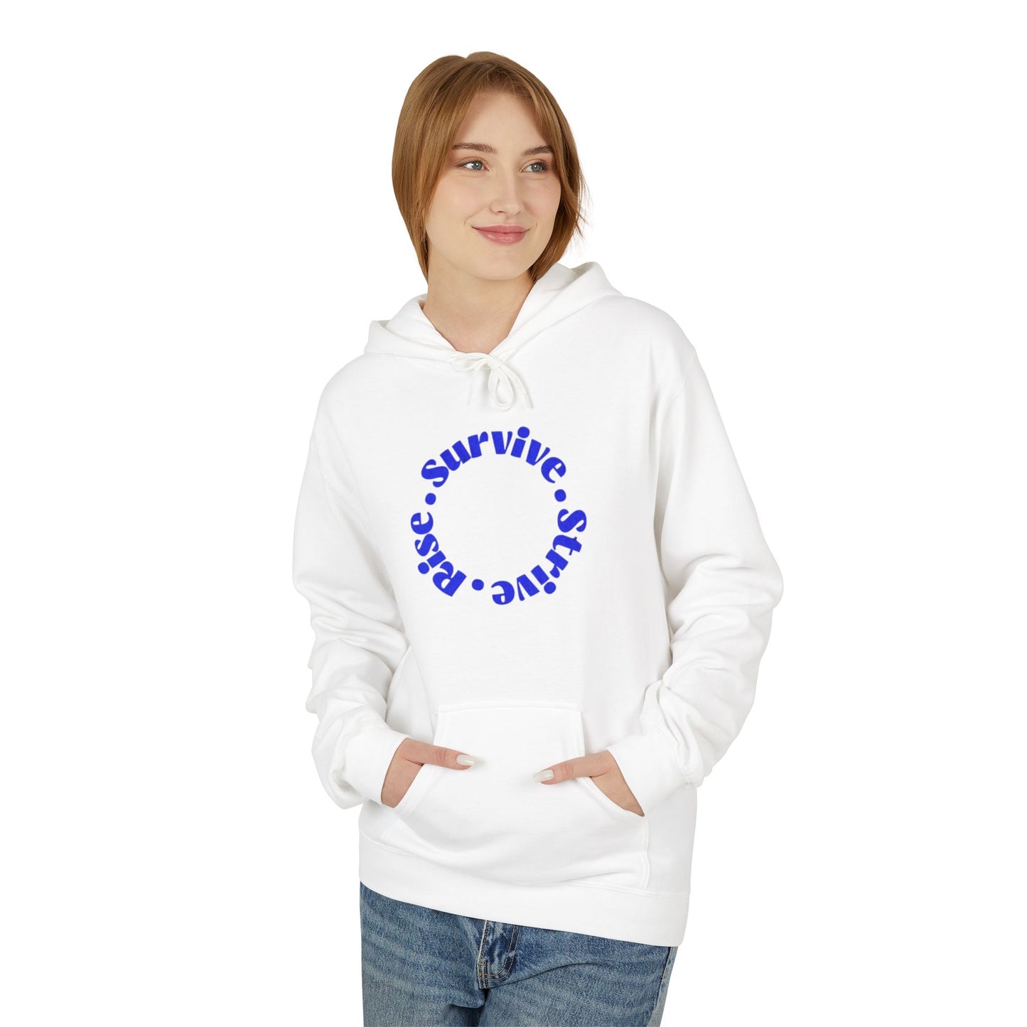 Survive, Shine, Rise Hoodie | Motivational Unisex Fleece Sweatshirt for Daily Inspiration, Gift for Friends, Cozy Loungewear