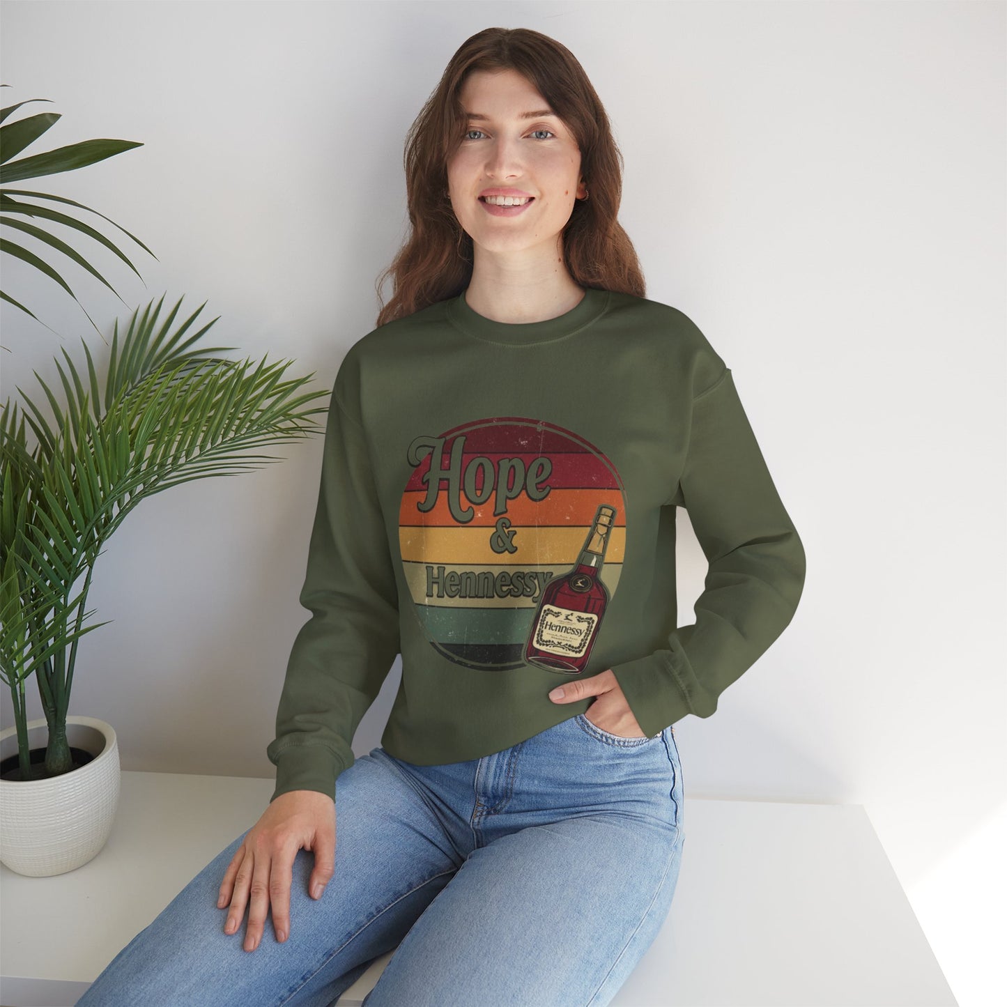 Hope & Hennessy Crewneck Sweatshirt, Unisex Sweatshirt, Vintage Style Apparel, Comfortable Casual Wear, Gift Idea for Friends