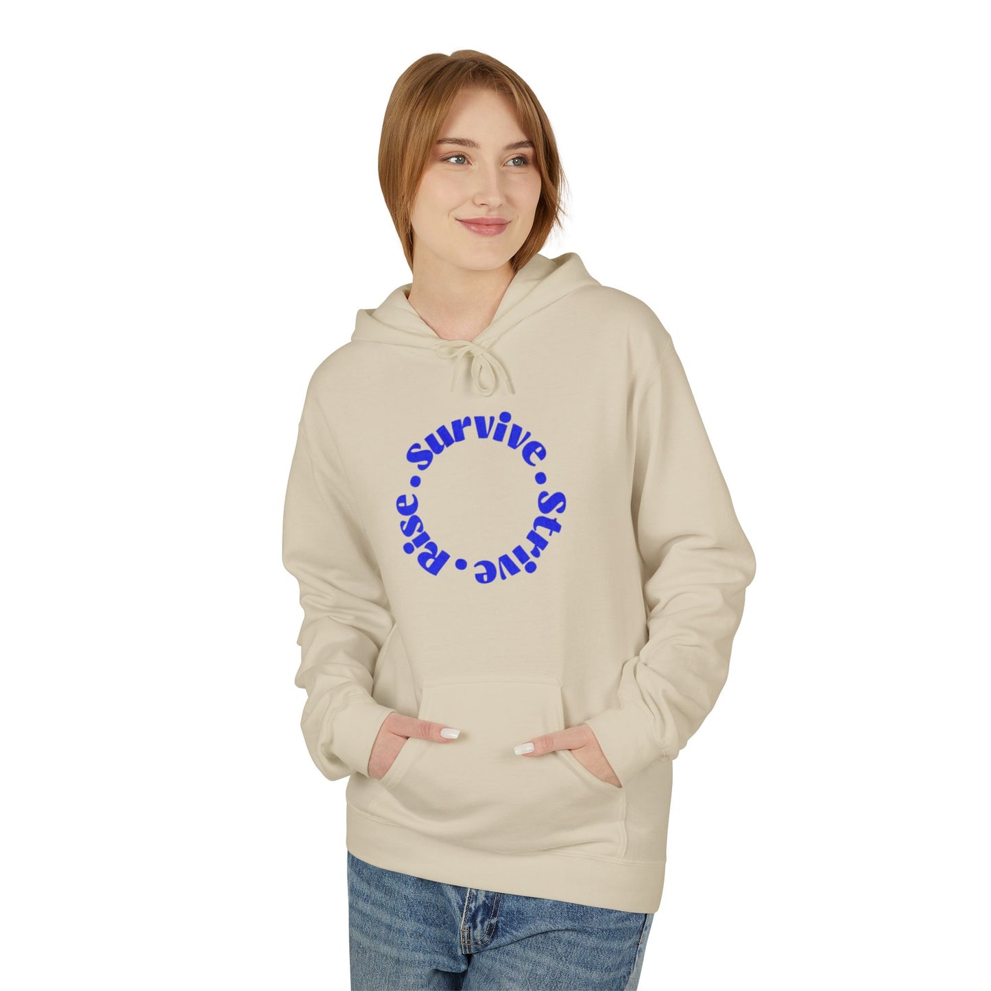 Survive, Shine, Rise Hoodie | Motivational Unisex Fleece Sweatshirt for Daily Inspiration, Gift for Friends, Cozy Loungewear