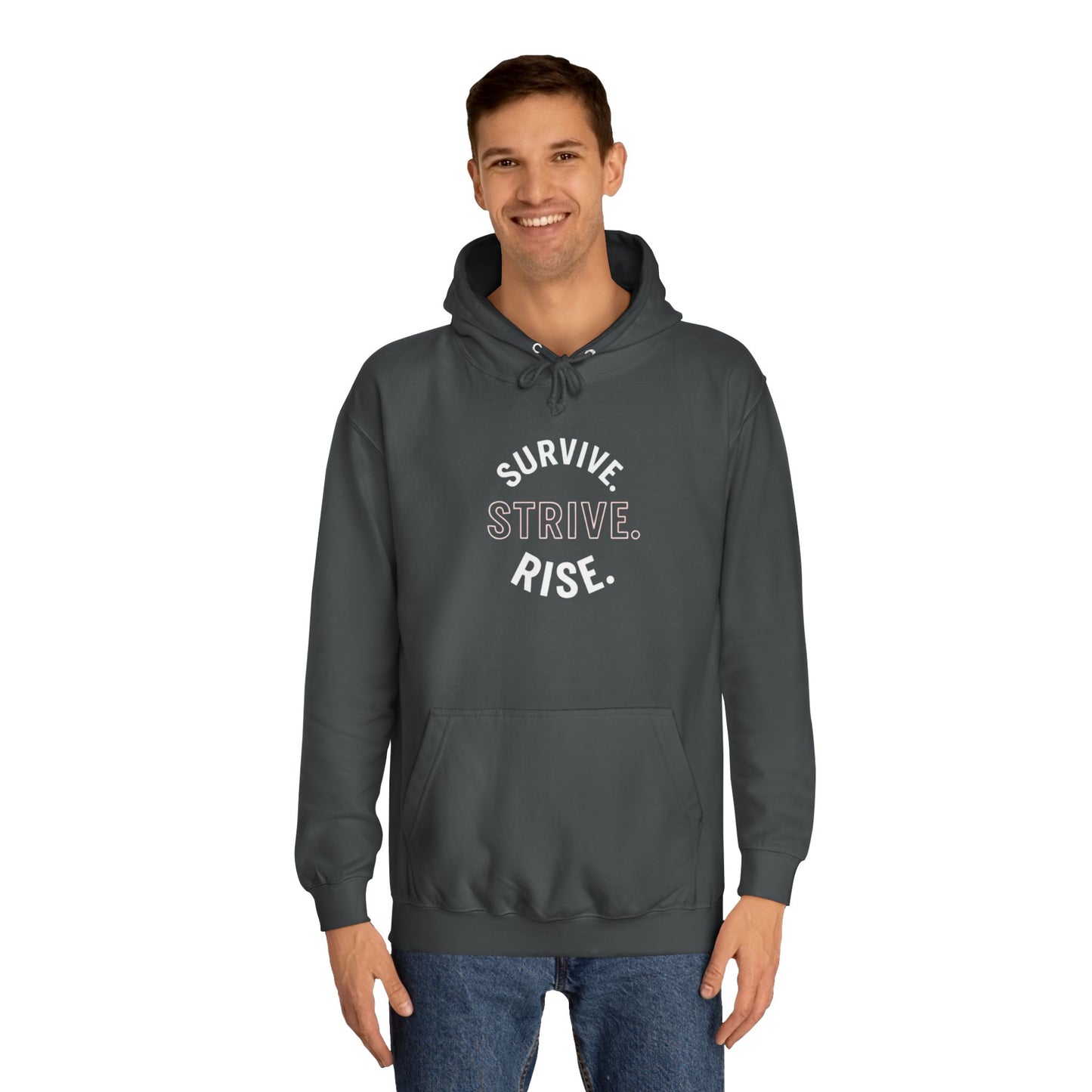 Survive & Rise Unisex College Hoodie - Inspirational Sweatshirt, Trendy Apparel, Perfect Gift for Students, College Life, Motivational Wear