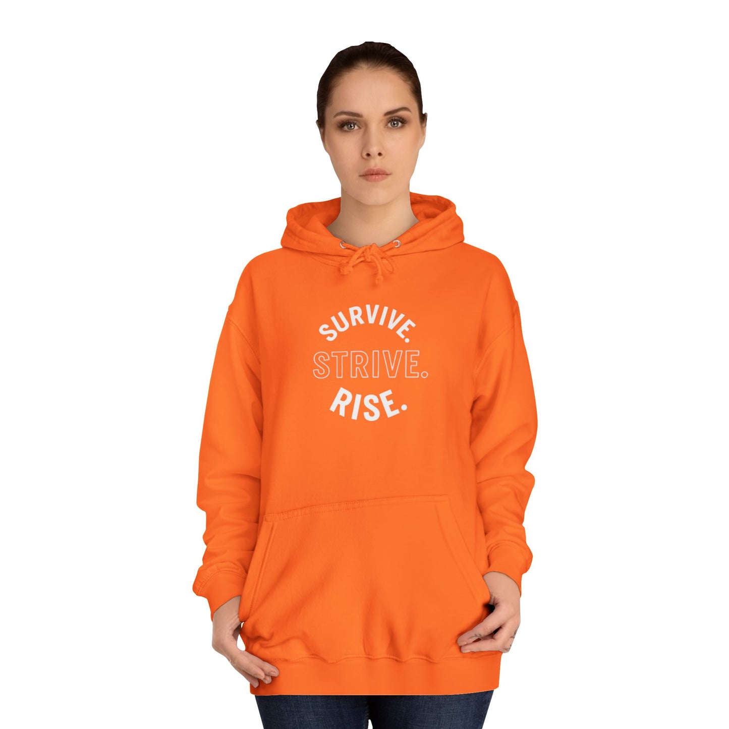 Survive & Rise Unisex College Hoodie - Inspirational Sweatshirt, Trendy Apparel, Perfect Gift for Students, College Life, Motivational Wear