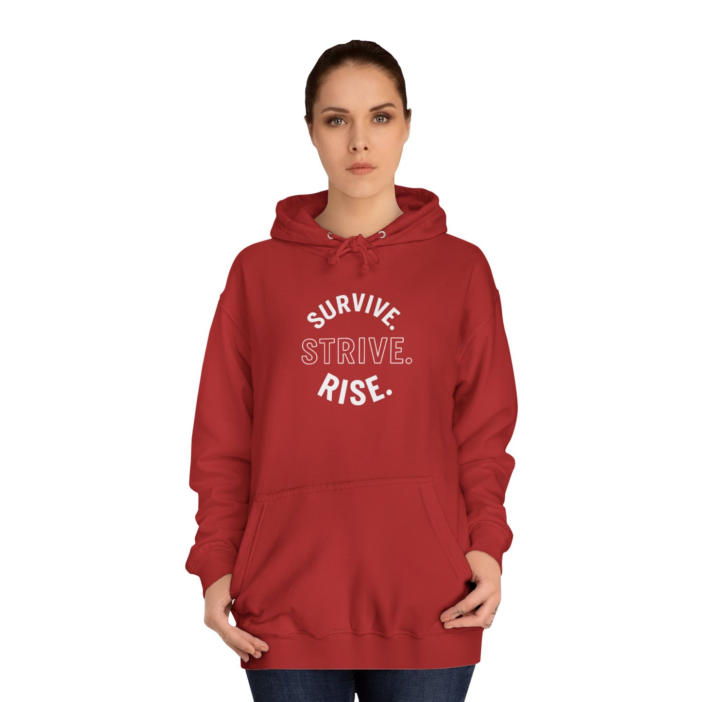Survive & Rise Unisex College Hoodie - Inspirational Sweatshirt, Trendy Apparel, Perfect Gift for Students, College Life, Motivational Wear