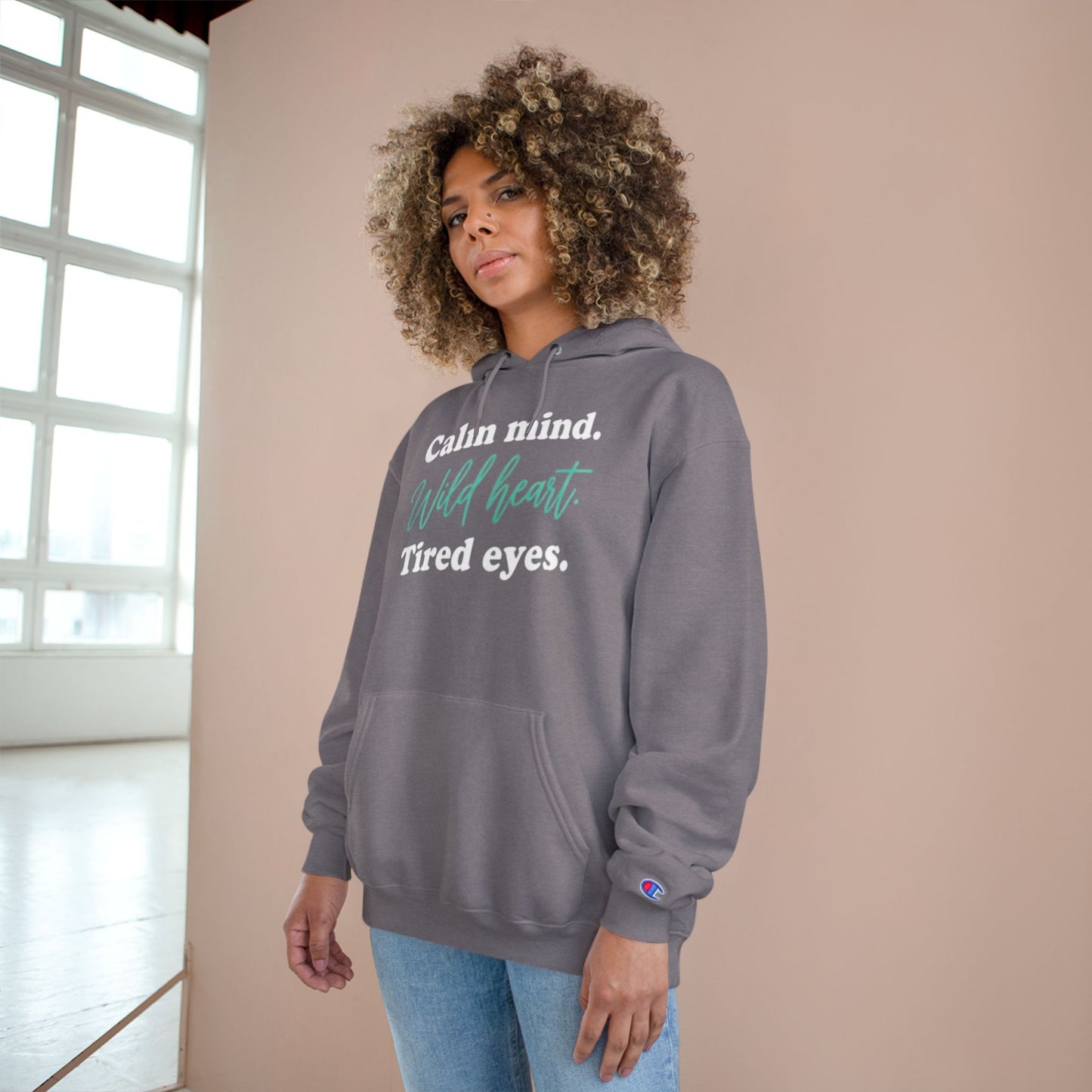 Calm Mind Wild Heart Hoodie | Motivational Champion Sweatshirt, Cozy Gift, Inspirational Apparel, Relaxing Outfit, Mindfulness Clothing
