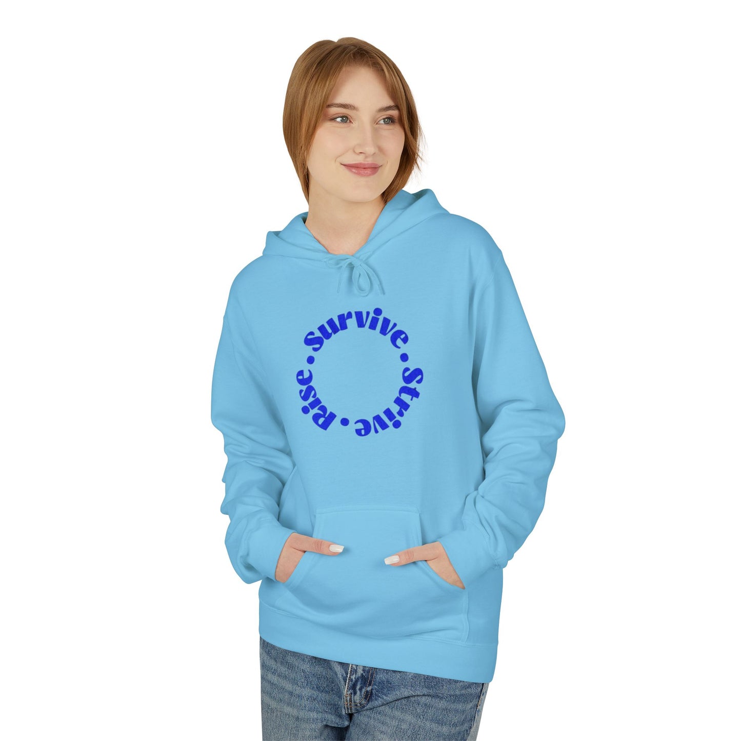 Survive, Shine, Rise Hoodie | Motivational Unisex Fleece Sweatshirt for Daily Inspiration, Gift for Friends, Cozy Loungewear