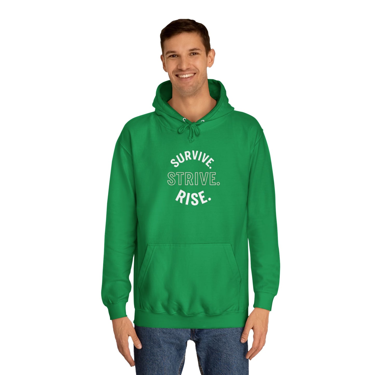 Survive & Rise Unisex College Hoodie - Inspirational Sweatshirt, Trendy Apparel, Perfect Gift for Students, College Life, Motivational Wear