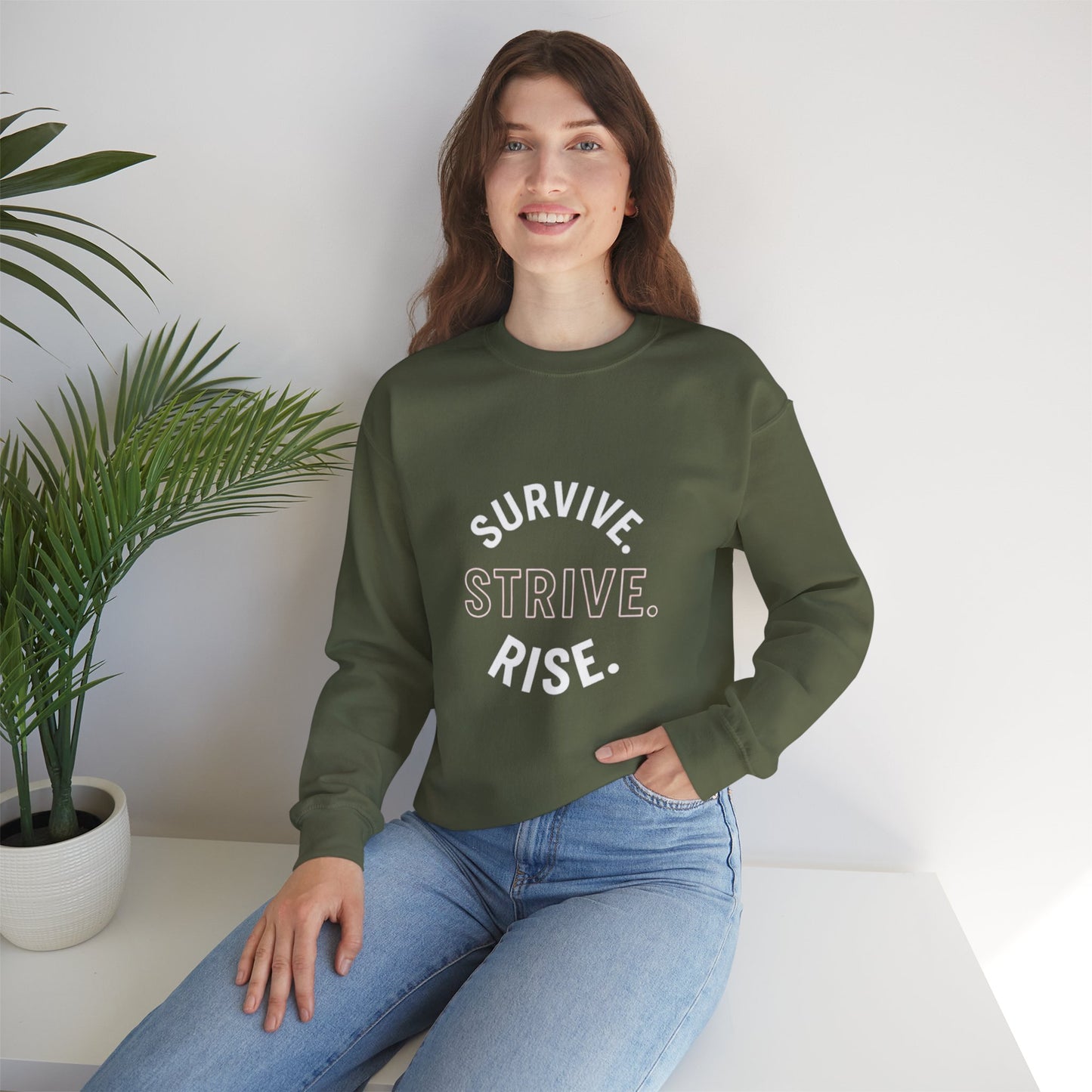 Empowerment Crewneck Sweatshirt: Survive, Strive, Rise - Motivational Apparel, Unisex Sweatshirt, Cozy Gift, Inspirational Fashion, [...]