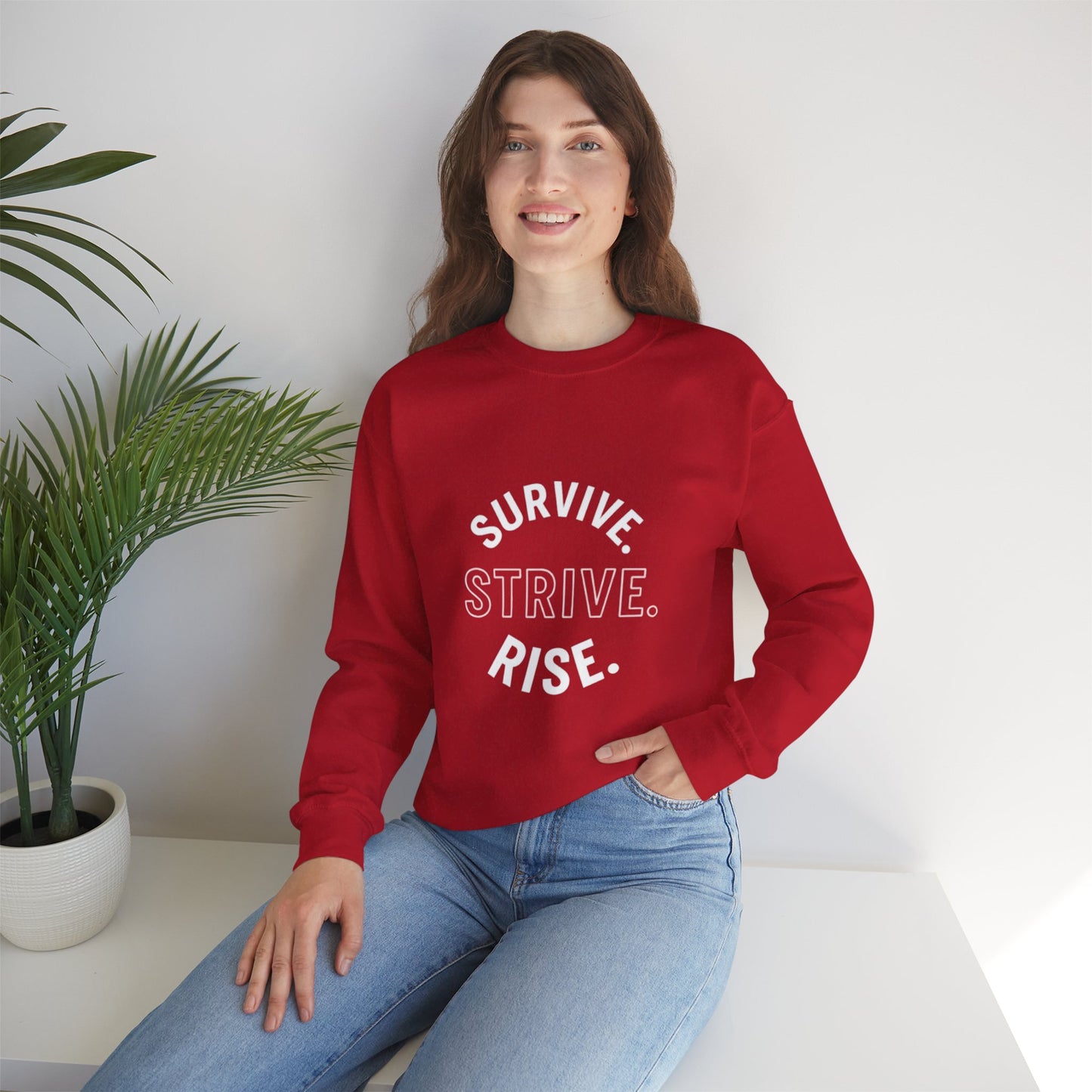 Empowerment Crewneck Sweatshirt: Survive, Strive, Rise - Motivational Apparel, Unisex Sweatshirt, Cozy Gift, Inspirational Fashion, [...]