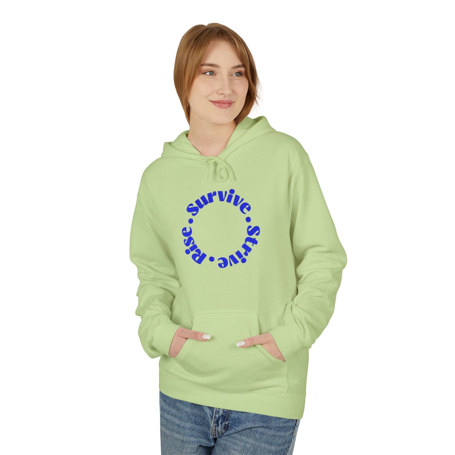 Survive, Shine, Rise Hoodie | Motivational Unisex Fleece Sweatshirt for Daily Inspiration, Gift for Friends, Cozy Loungewear