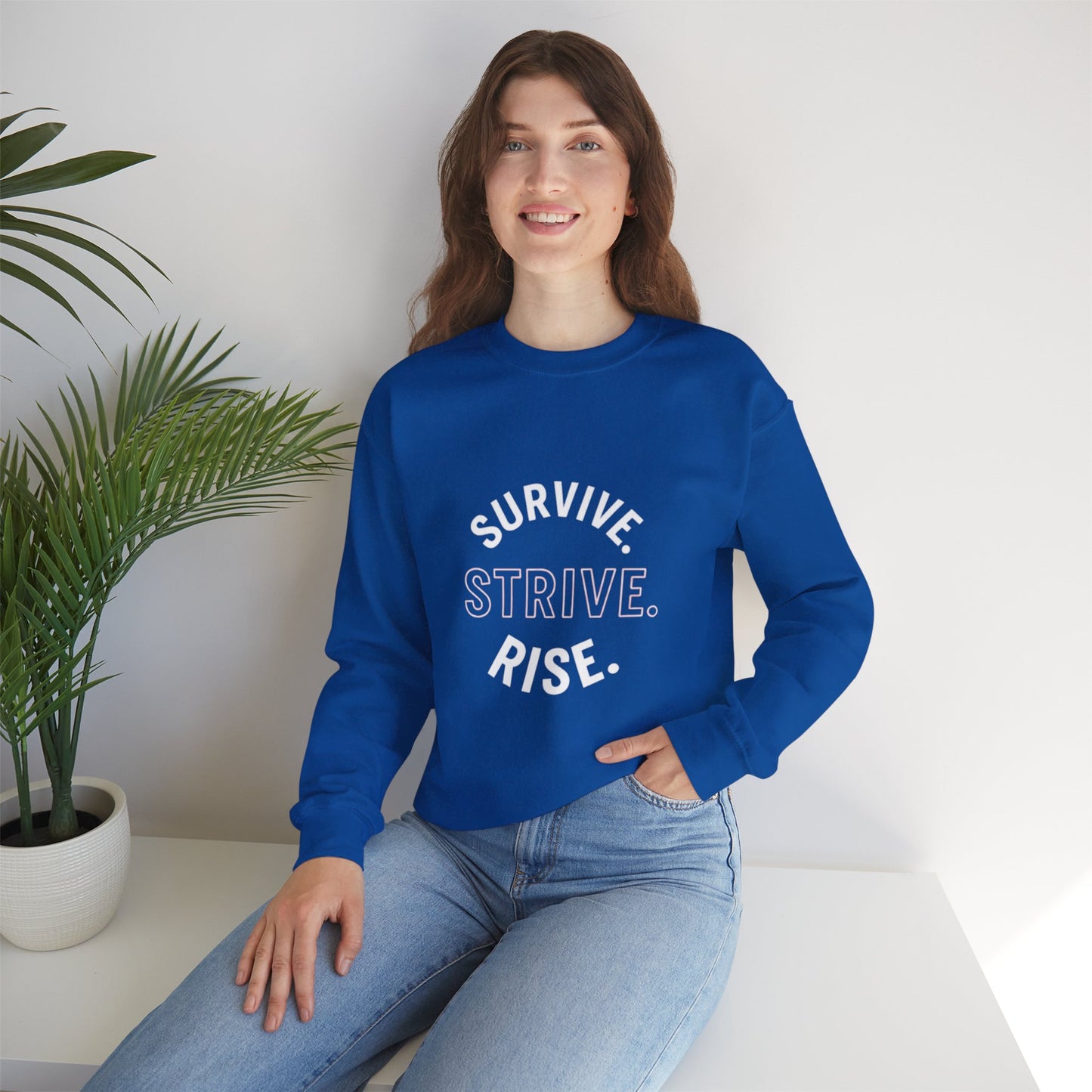 Empowerment Crewneck Sweatshirt: Survive, Strive, Rise - Motivational Apparel, Unisex Sweatshirt, Cozy Gift, Inspirational Fashion, [...]