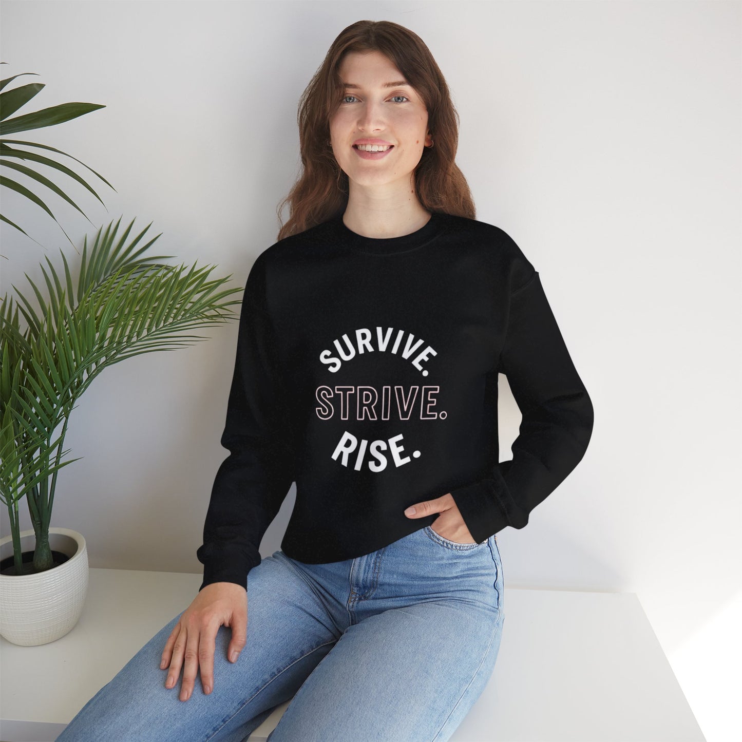 Empowerment Crewneck Sweatshirt: Survive, Strive, Rise - Motivational Apparel, Unisex Sweatshirt, Cozy Gift, Inspirational Fashion, [...]